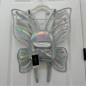 Butterfly laser iridescent holographic mini backpack NWT